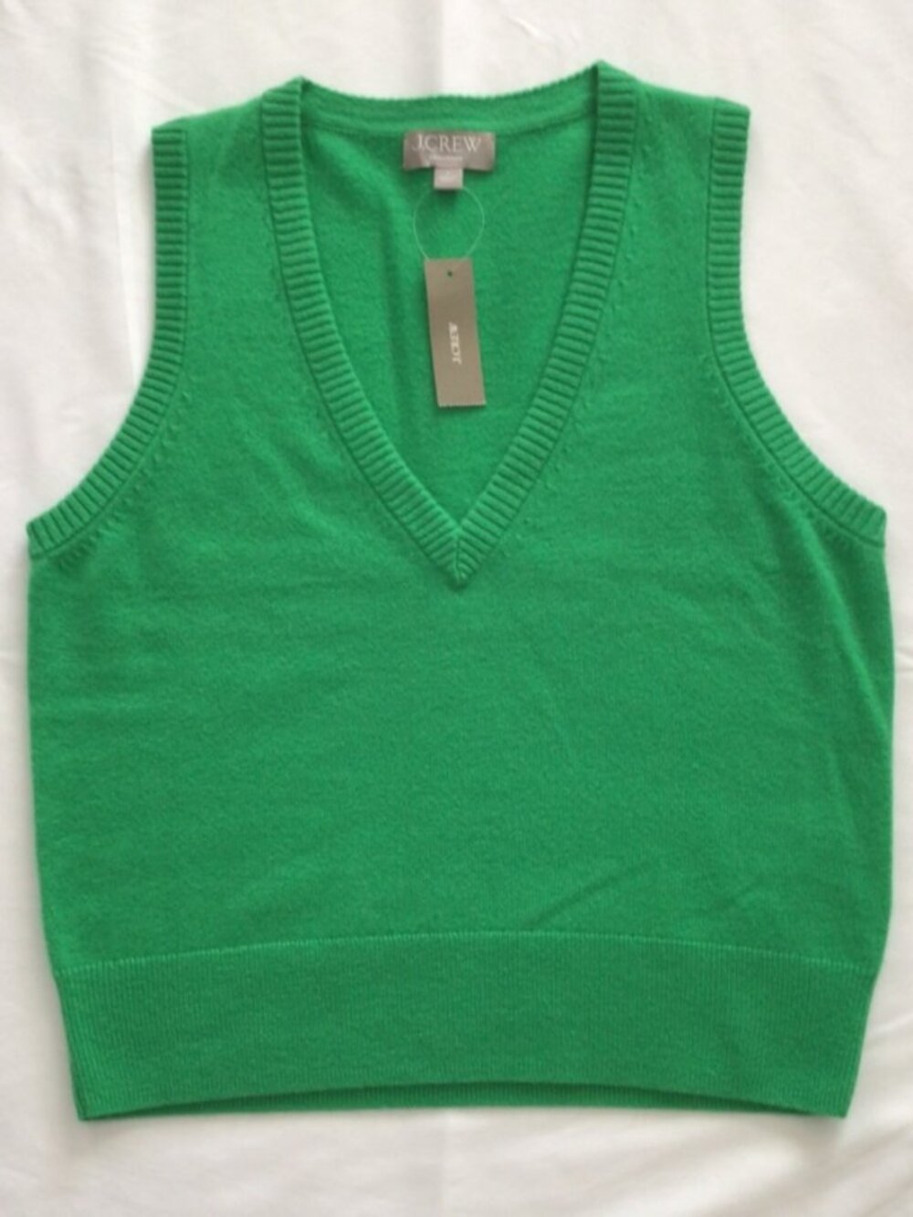 J Crew Cashmere V-neck Vest Kelly Green Sz S - Picture 1 of 4
